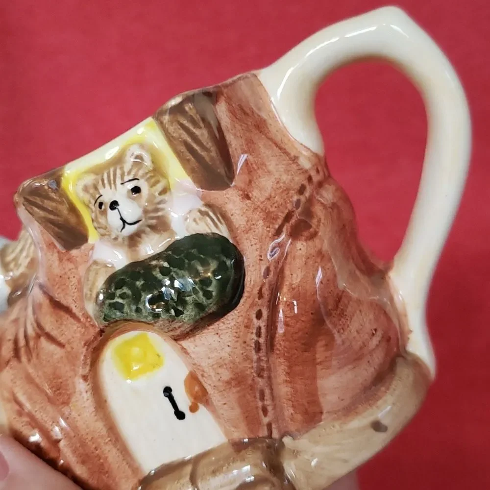 Small Vintage Ceramic Shoe Teapot Tea Pot with Bears